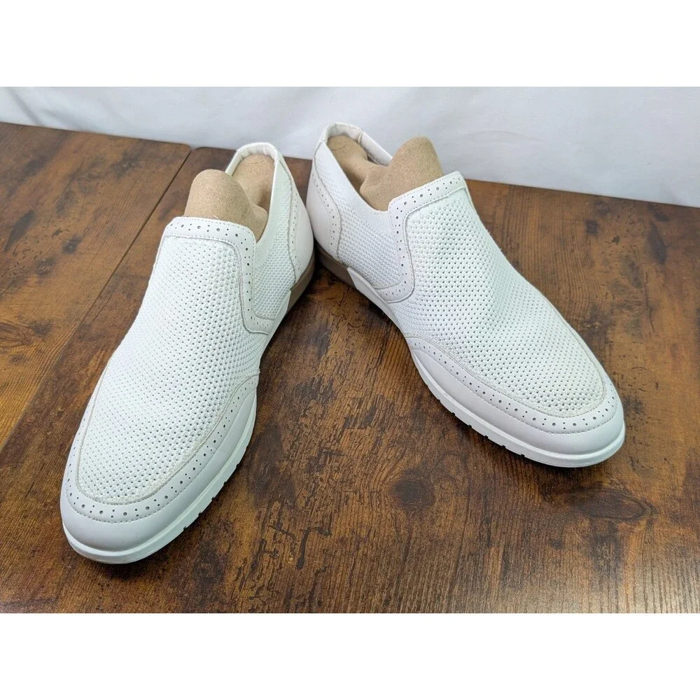 Brooklyn 718 Men's Slip On Mesh Loafers White Casual Comfort Shoes Size 11.5